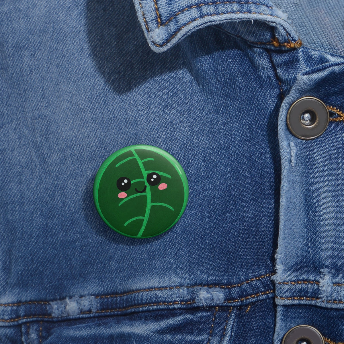 Pin Button — Kawaii Leaf Cute Plant Badge
