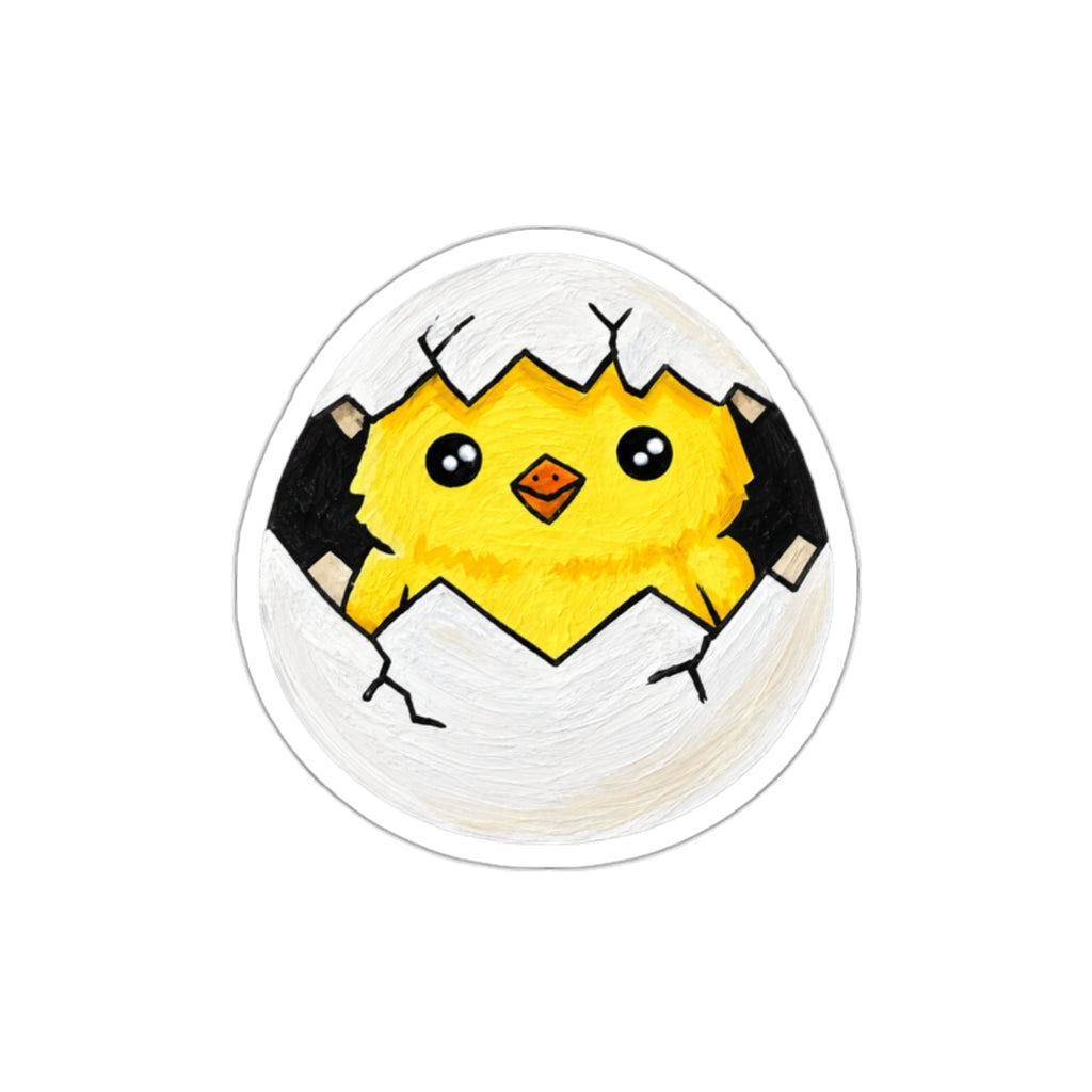 Cute Hatching Chick Die-Cut Sticker — Adorable Baby Chick in Egg