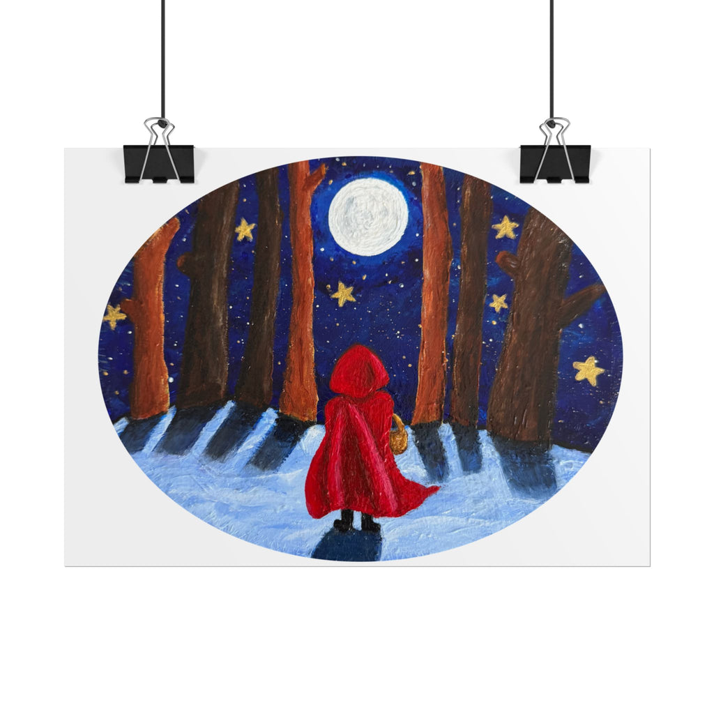 Little Red Riding Hood Moonlit Forest Art Print