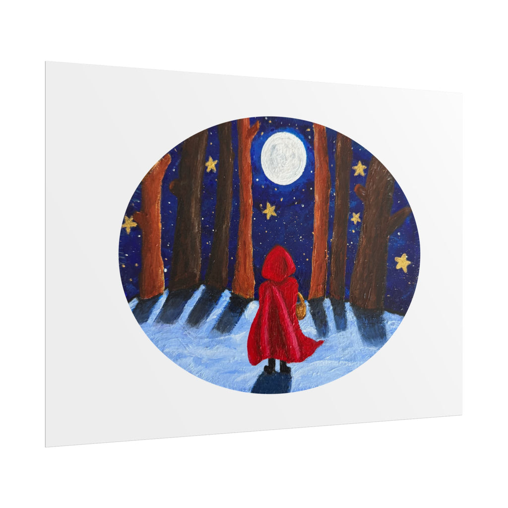Little Red Riding Hood Moonlit Forest Art Print