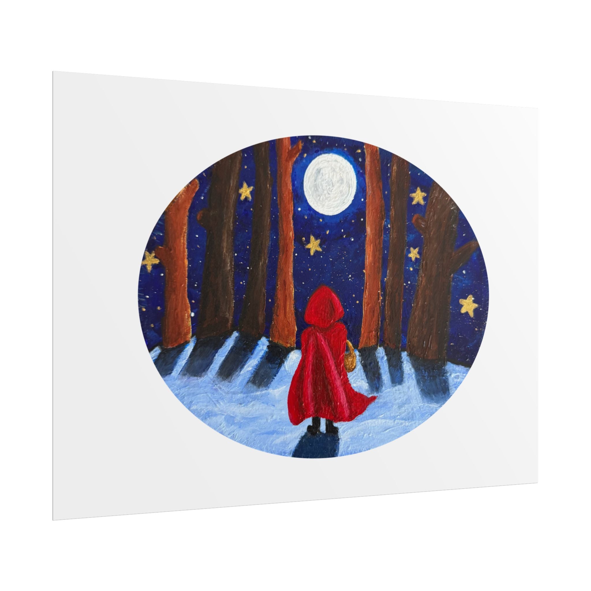 Little Red Riding Hood Moonlit Forest Art Print