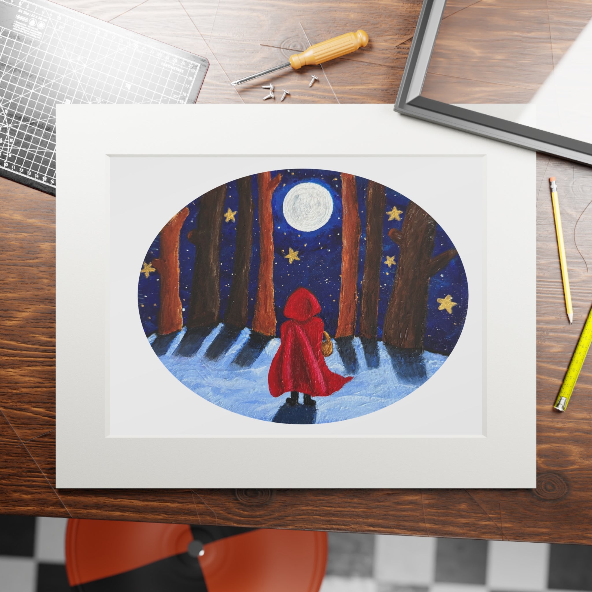 Moonlit Red Riding Hood Fine Art Print