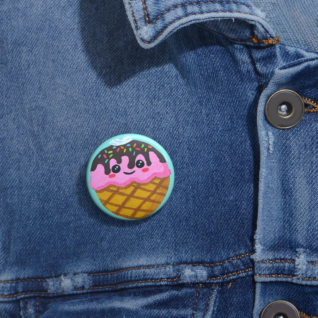 Ice Cream Smile Pin Button – Cute Kawaii Cone Badge