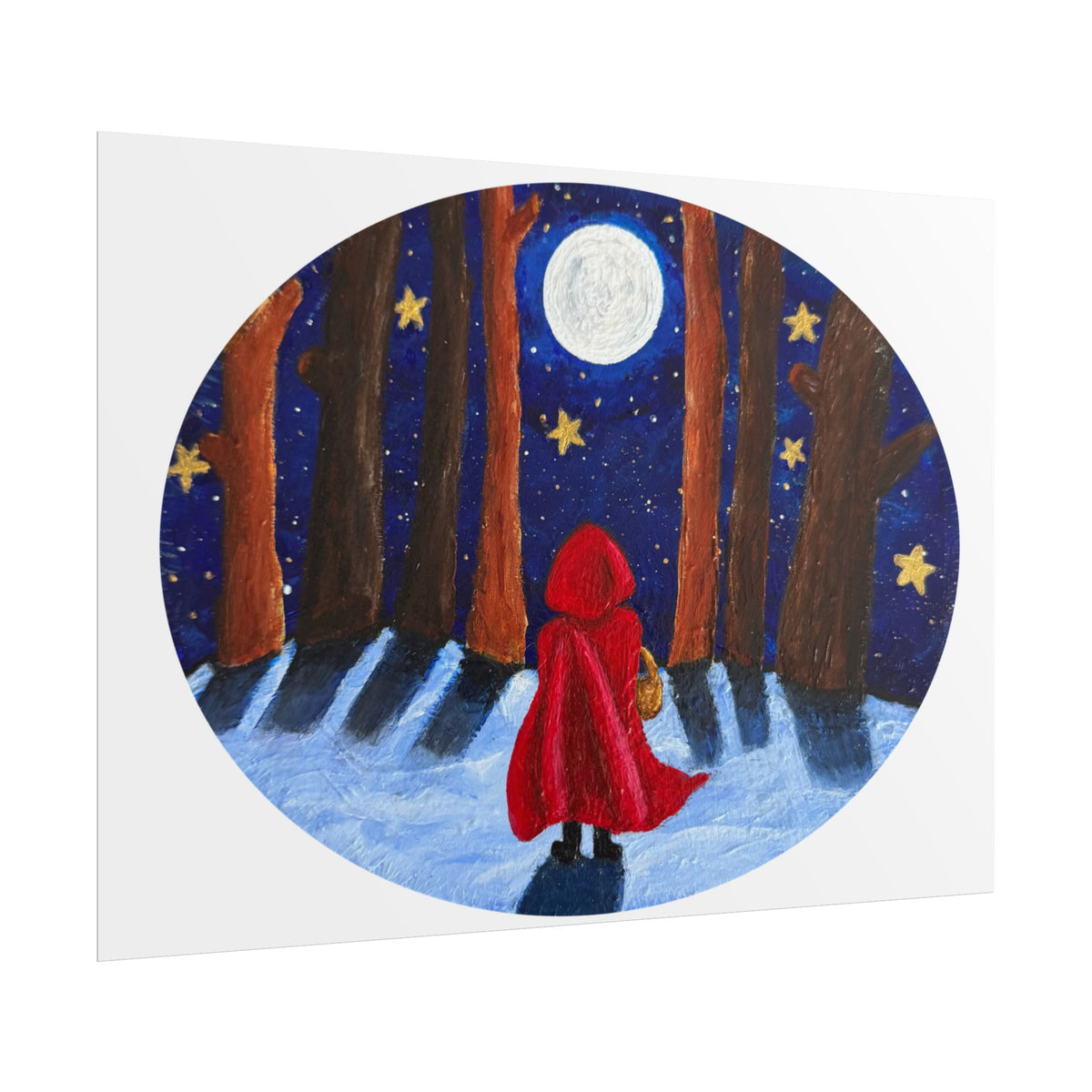 Little Red Riding Hood Moonlit Forest Art Print
