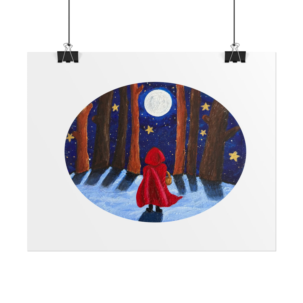 Little Red Riding Hood Moonlit Forest Art Print