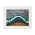 Fine Art Print — Beach Wave with Red Umbrella (Passepartout Frame)