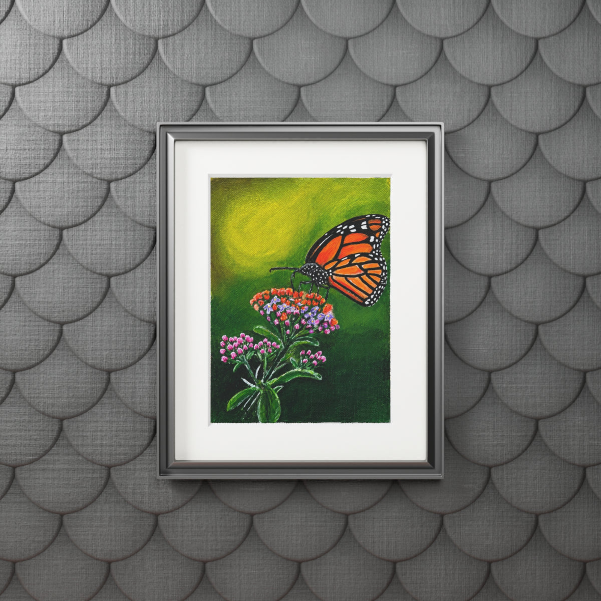 Monarch Butterfly Fine Art Print with Passepartout Frame