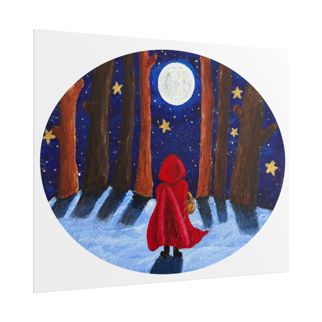 Little Red Riding Hood Moonlit Forest Art Print