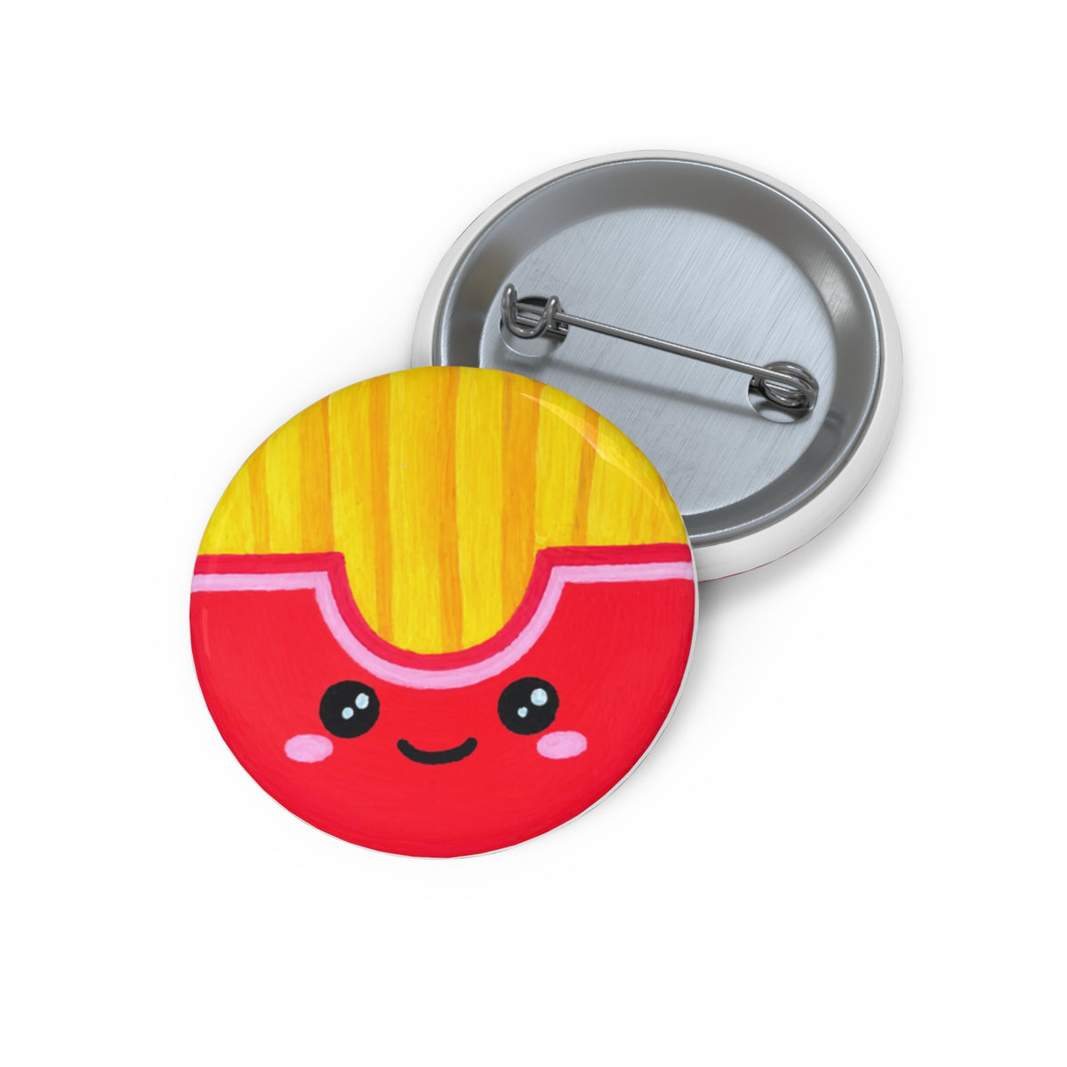 Cute Kawaii French Fry Pin Button — Happy Foodie Cartoon Badge