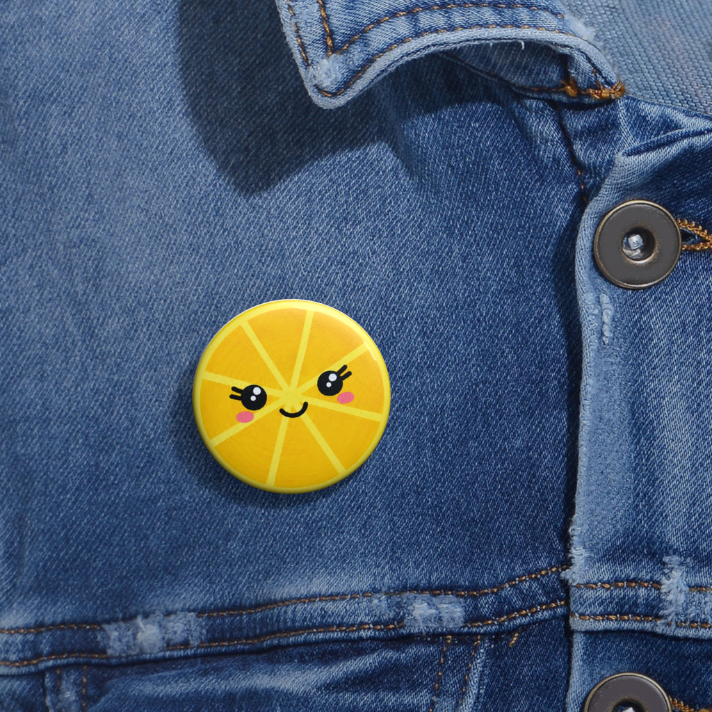 Cute Kawaii Lemon Pin Button - Smiling Citrus Badge for Jackets, Bags & Gifts