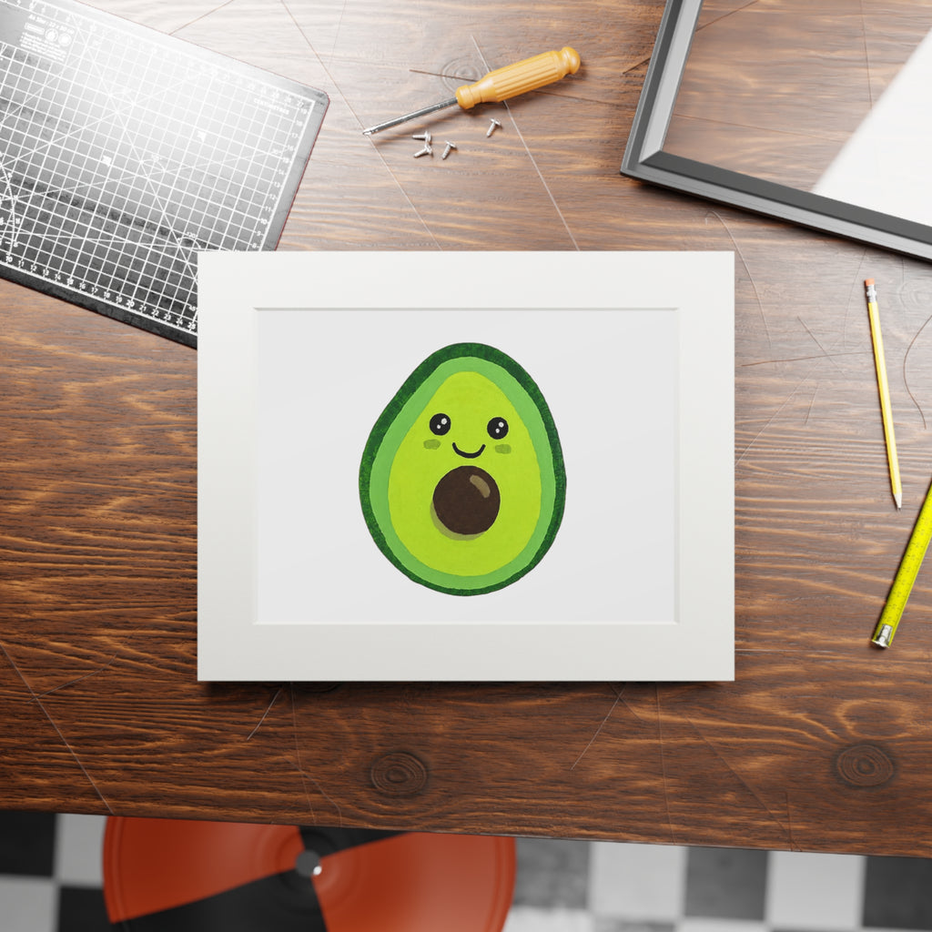Kawaii Avocado Matted Fine Art Print