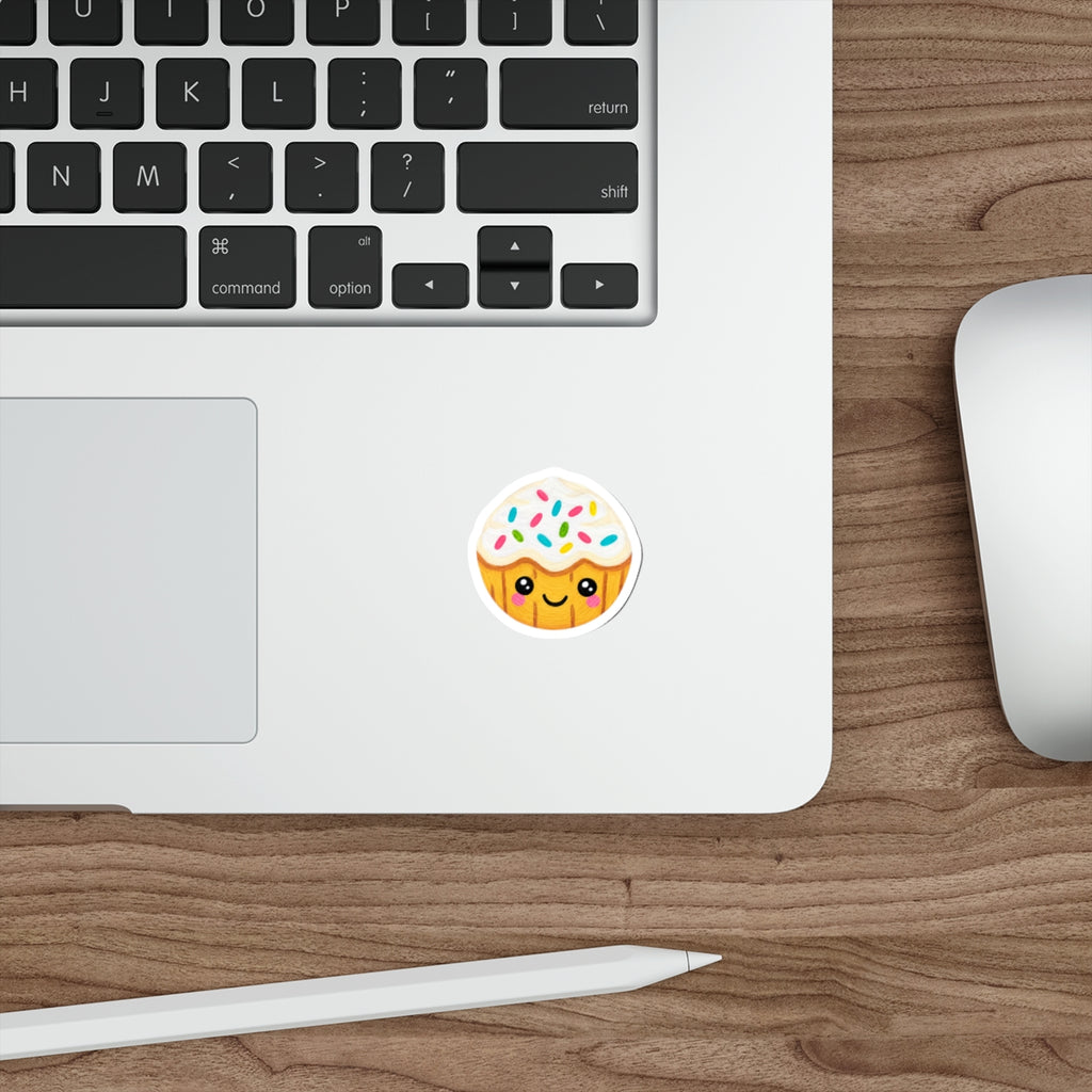 Cute Cupcake Sticker — Kawaii Sweet Treat Die-Cut Sticker with Sprinkles