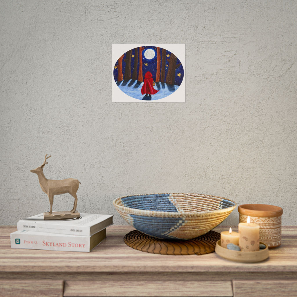 Little Red Riding Hood Moonlit Forest Art Print