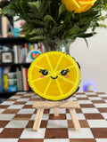 Kawaii Lemon Slice Painting on Wood