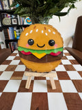 Adorable Hamburger Wood Slice Painting