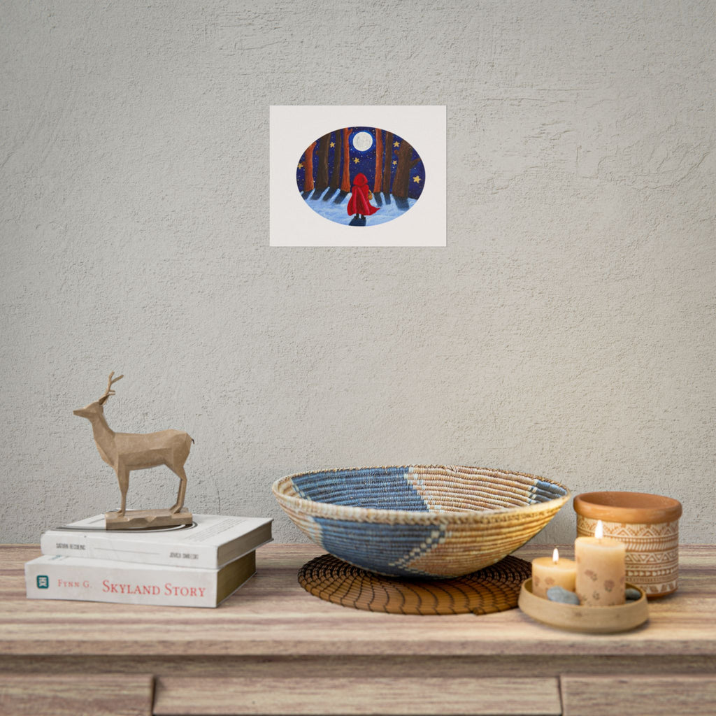 Little Red Riding Hood Moonlit Forest Art Print