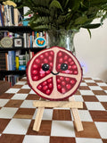 Kawaii Pomegranate Wood Painting