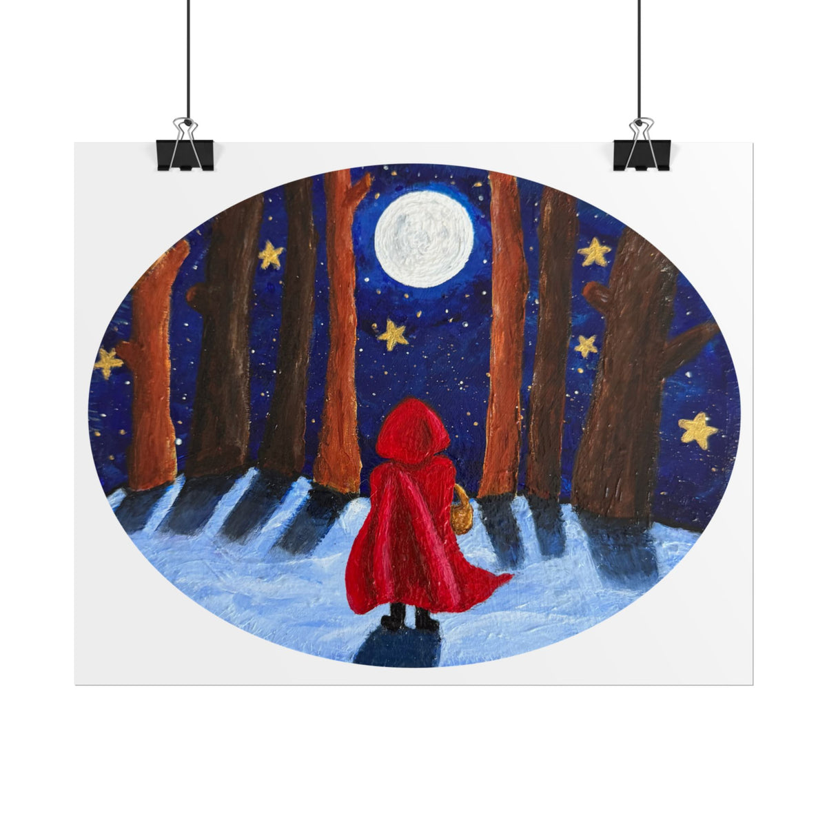 Little Red Riding Hood Moonlit Forest Art Print