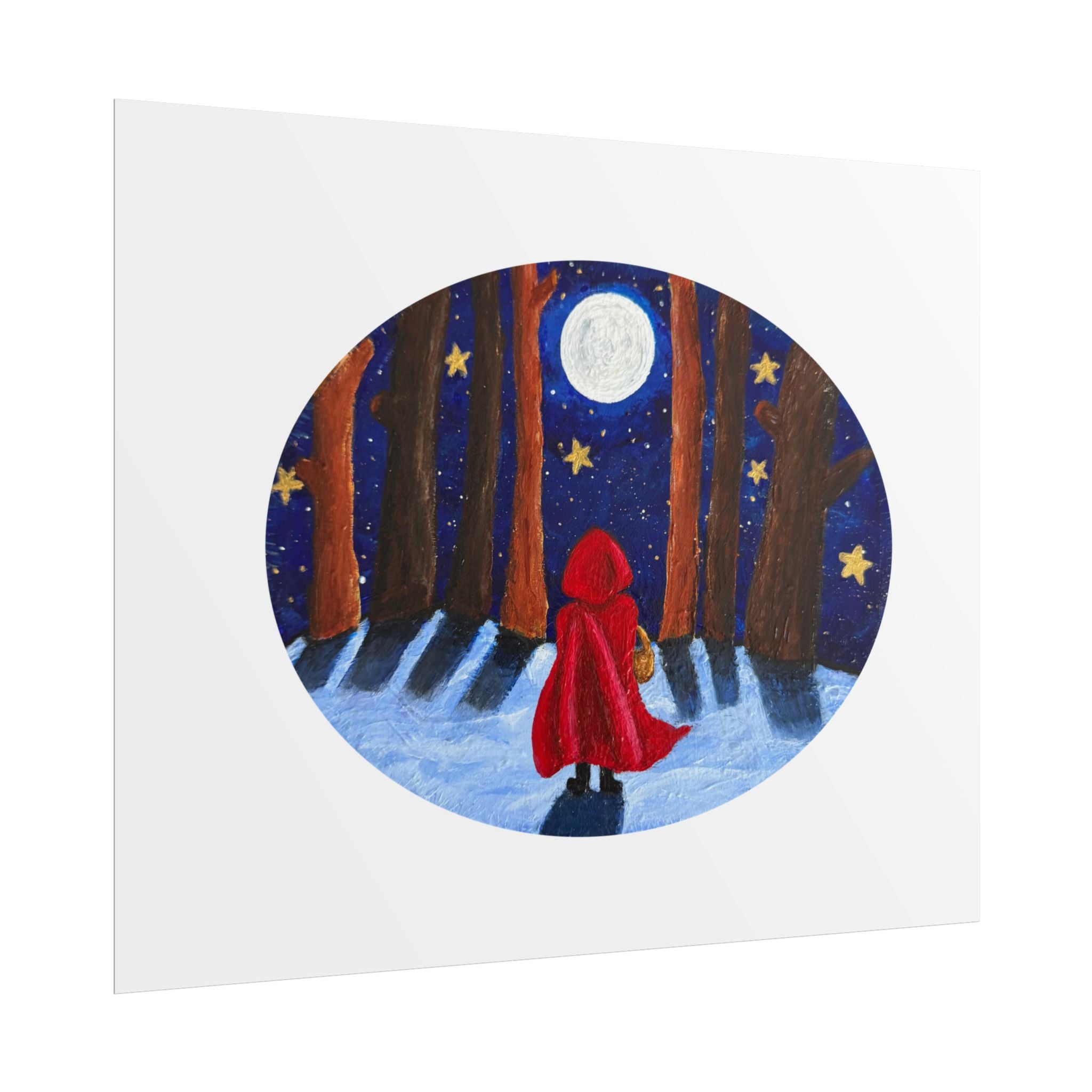 Little Red Riding Hood Moonlit Forest Art Print