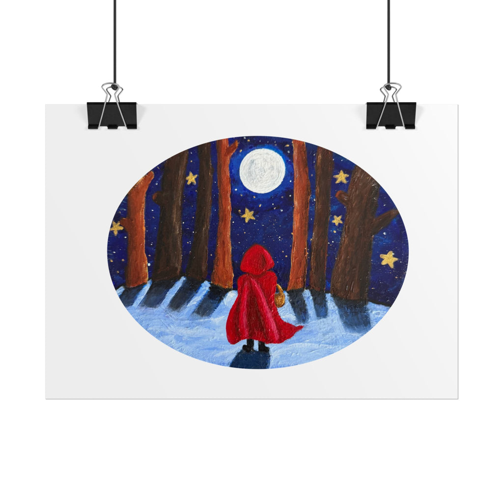 Little Red Riding Hood Moonlit Forest Art Print