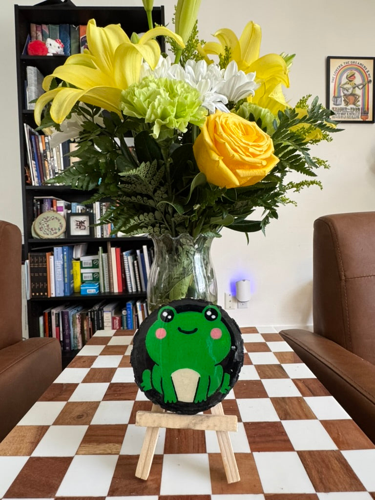 Kawaii Frog Painting on Wood