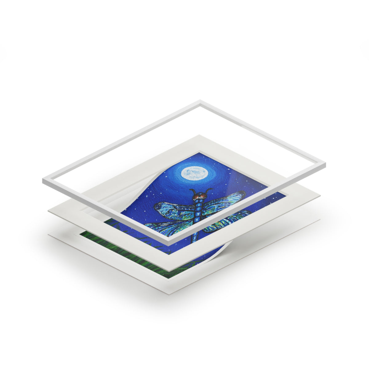 Dragonfly Mosaic White Frame