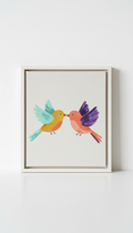 Playful Bird Duo Hand-Painted Canvas
