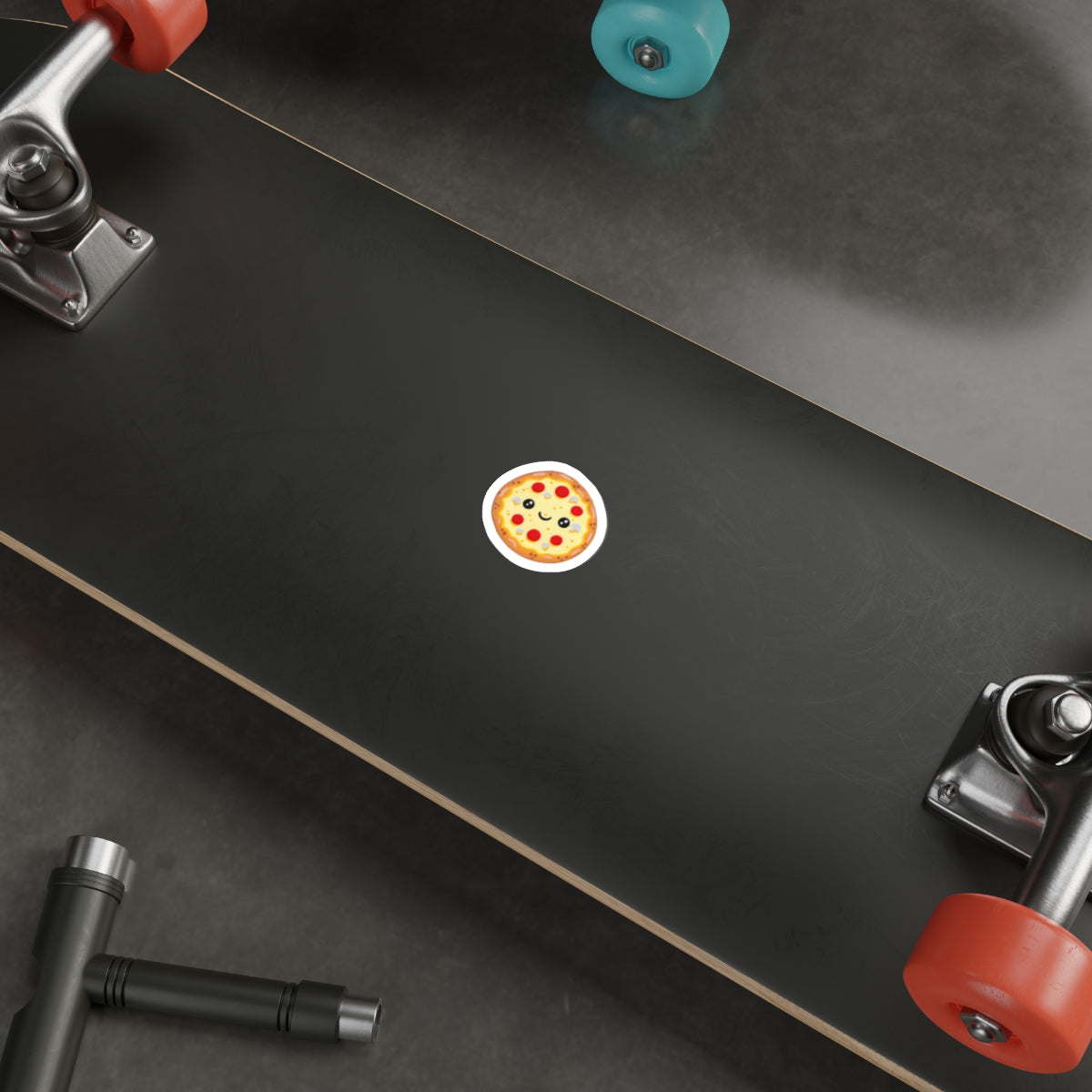 Cute Kawaii Pizza Die-Cut Sticker – Smiling Pepperoni Vinyl Decal for Laptops & Water Bottles