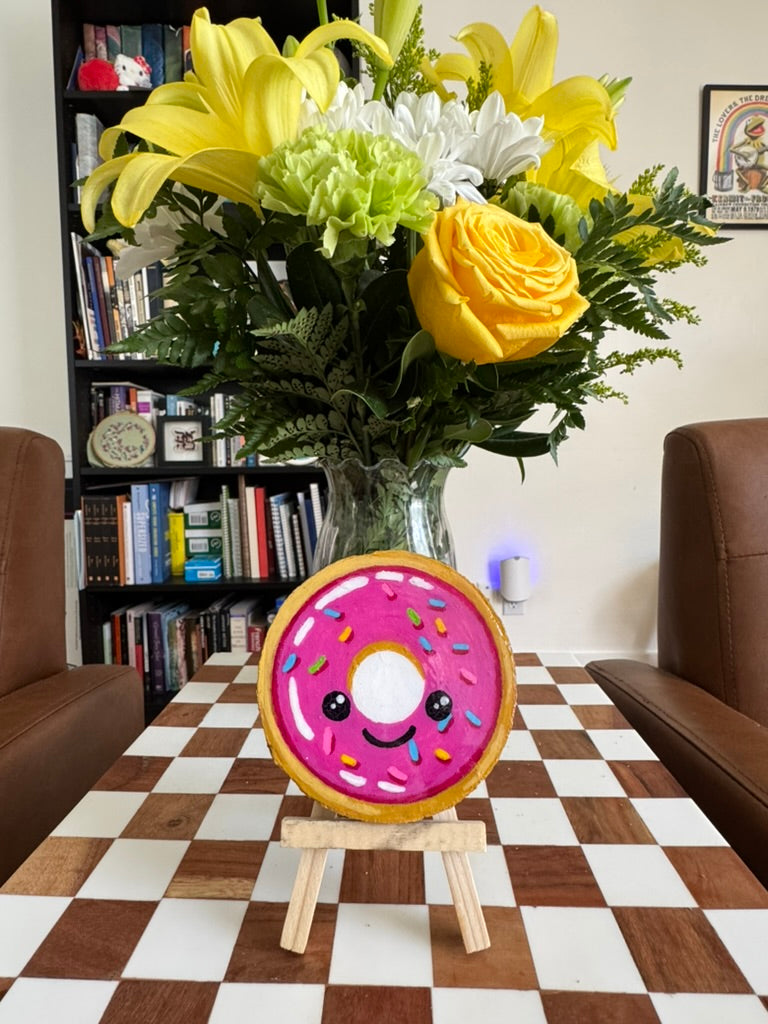 Cute Kawaii Donut Wood Slice