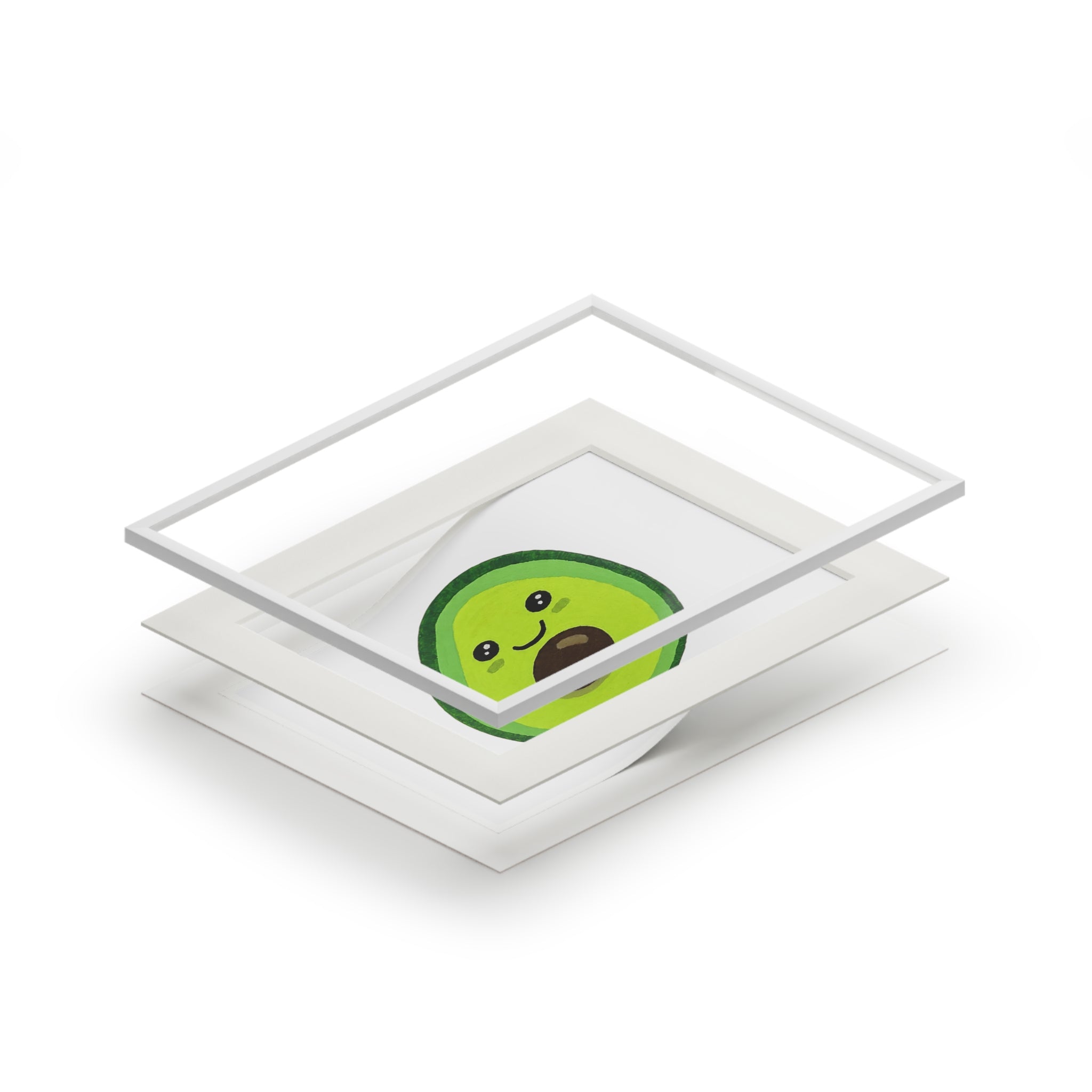 Kawaii Avocado Matted Fine Art Print