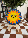 Cute Sun Painting on Wood Slice