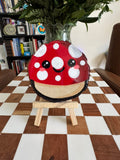 Kawaii Mushroom Wood Slice Painting
