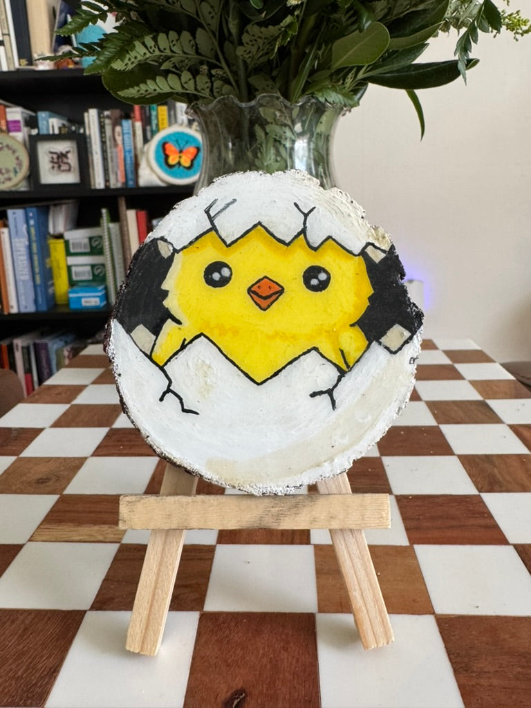 Hatching Chick Painting on Wood