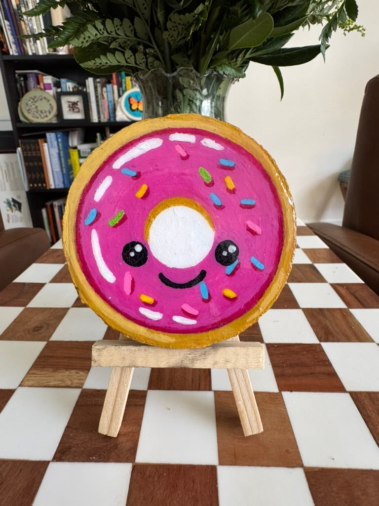 Cute Kawaii Donut Wood Slice
