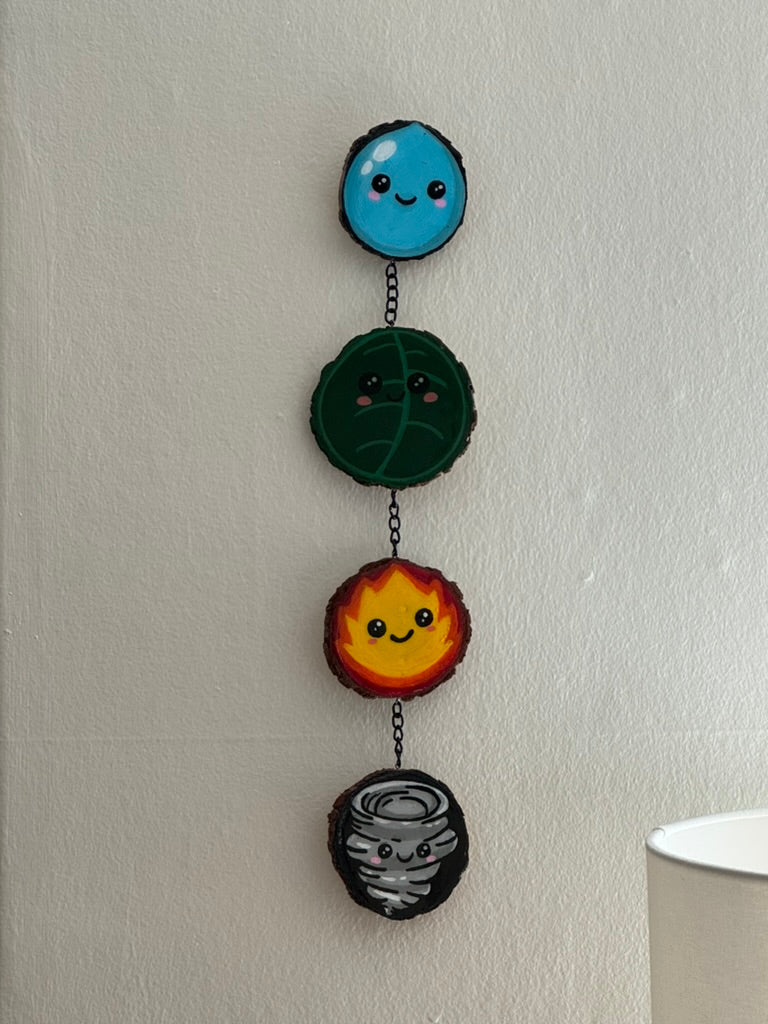 Four Elements Wood Slice Wall Art Hanging